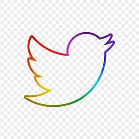 HD Rainbow Outline Twitter Bird Logo Icon PNG
