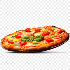 Spicy Neapolitan Pizza With Cherry Tomatoes Image PNG