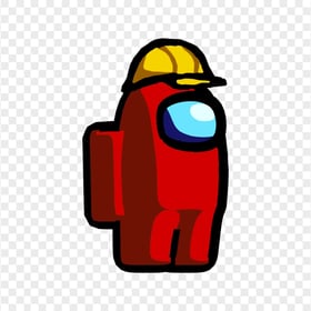 HD Red Among Us Character With Hard Hat PNG