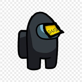 HD Black Among Us Crewmate Character With Sus Sticky Note Hat PNG