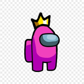 HD Pink Among Us Crewmate Character With Crown Hat On Top PNG