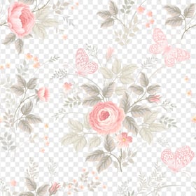 Flowers Pattern Watercolor Roses And Butterflies Seamless