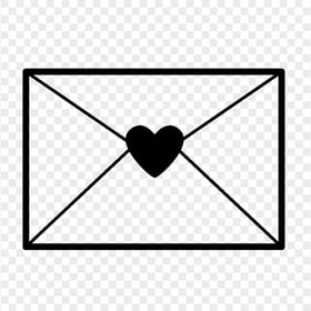 Love Letter Black Outline Icon PNG