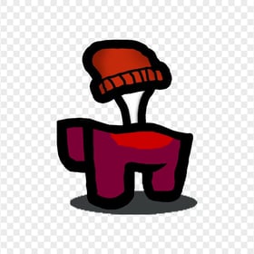 HD Crewmate Among Us Red Character Bone With Beanie Hat PNG