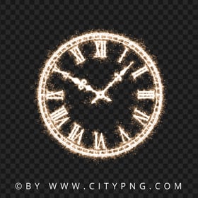 New Year Eve Clock  Fireworks Effect PNG Image
