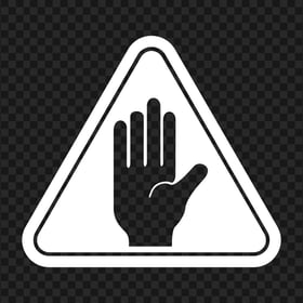 HD Outline Hand Stop Silhouette On White Triangle Road Sign PNG