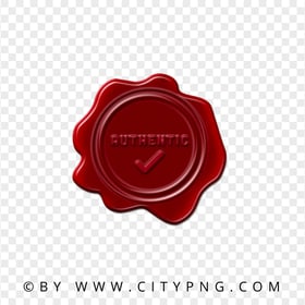 Authentic With Tick Red Seal Wax Stamp PNG Image