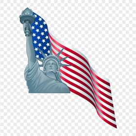 Vector Statue Of Liberty Monument With USA Flag PNG