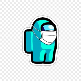 HD Cyan Among Us Character Covid Surgical Mask Stickers PNG