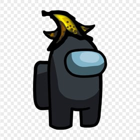 HD Black Among Us Crewmate Character With Banana Hat PNG