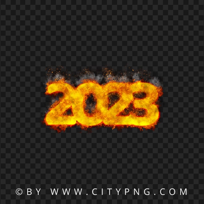 HD New Year 2023 Text On Fire Transparent PNG