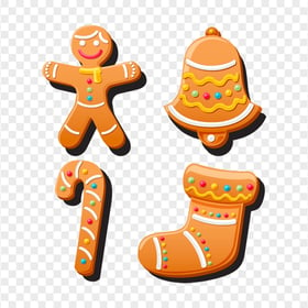Vector Cartoon Set Of Various Gingerbread Items PNG