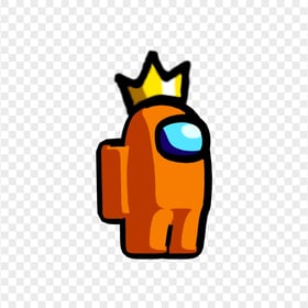 HD Orange Among Us Crewmate Character With Crown Hat PNG