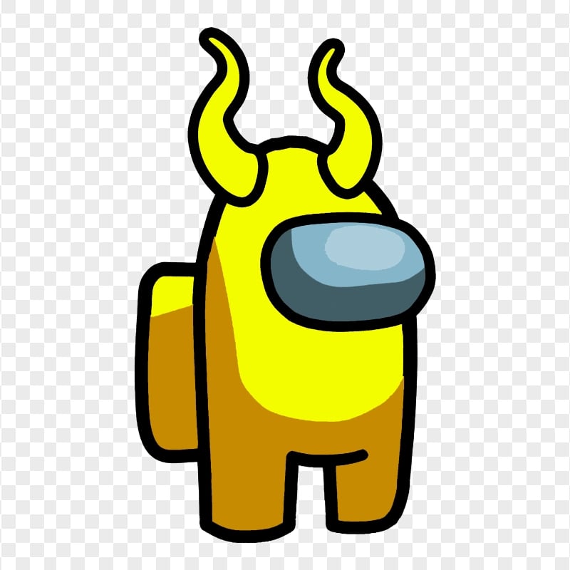 HD Yellow Among Us Character With Devil Horns PNG Citypng