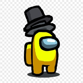 HD Yellow Among Us Character With Double Top Hat PNG