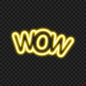 HD Yellow Wow Neon Expression Word Transparent PNG