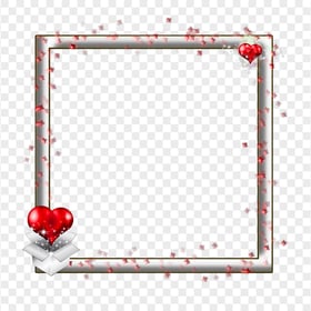 Valentine's  Love Square Frame With Hearts PNG