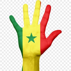 HD Senegal Flag Painted On Open Hand PNG
