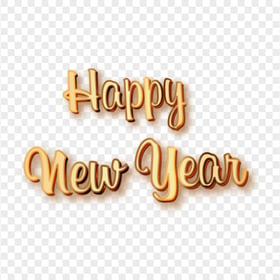 HD Happy New Year Gold Text Transparent PNG
