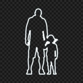 HD White Child And Father Neon Silhouette PNG