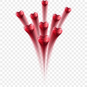 Red 3D Hearts Fireworks Effect Transparent PNG