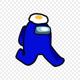 HD Dark Blue Among Us Character Walking With Egg Hat PNG