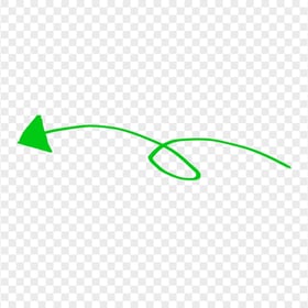 HD Green Line Art Drawn Arrow Pointing Left PNG