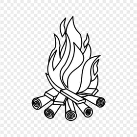 Black & White Campfire Coloring PNG