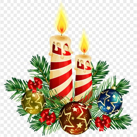 Illustration Of Christmas Candles With Baubles