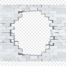 3D White Wall Brick Hole Download PNG
