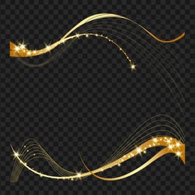 Illustration Gold Sparkle Ribbons Borders FREE PNG