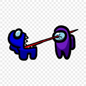 HD Among Us Crewmate Blue Character Tongue Kill Purple PNG