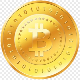 Gold BTC Bitcoin Cryptocurrency Round Icon PNG