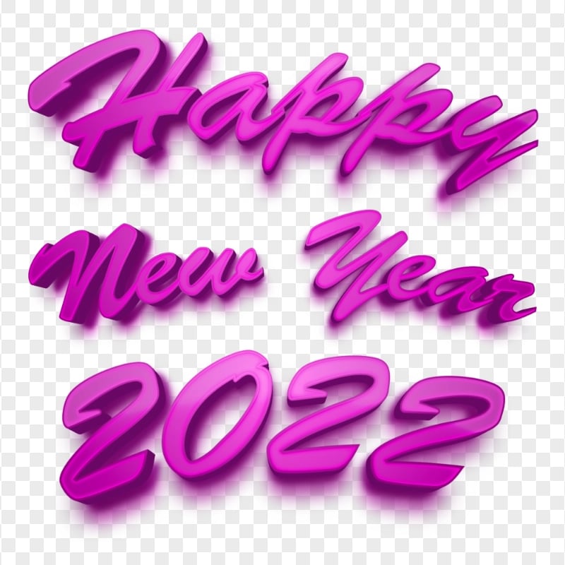 PNG Happy New Year 2022 3D Purple Text