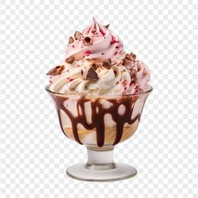 HD Ice Cream Dessert with Chocolate Sprinkles Glass Cup PNG