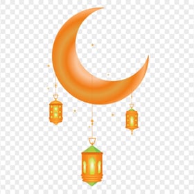 Orange Ramadan Lanterns Lamps Lights Moon