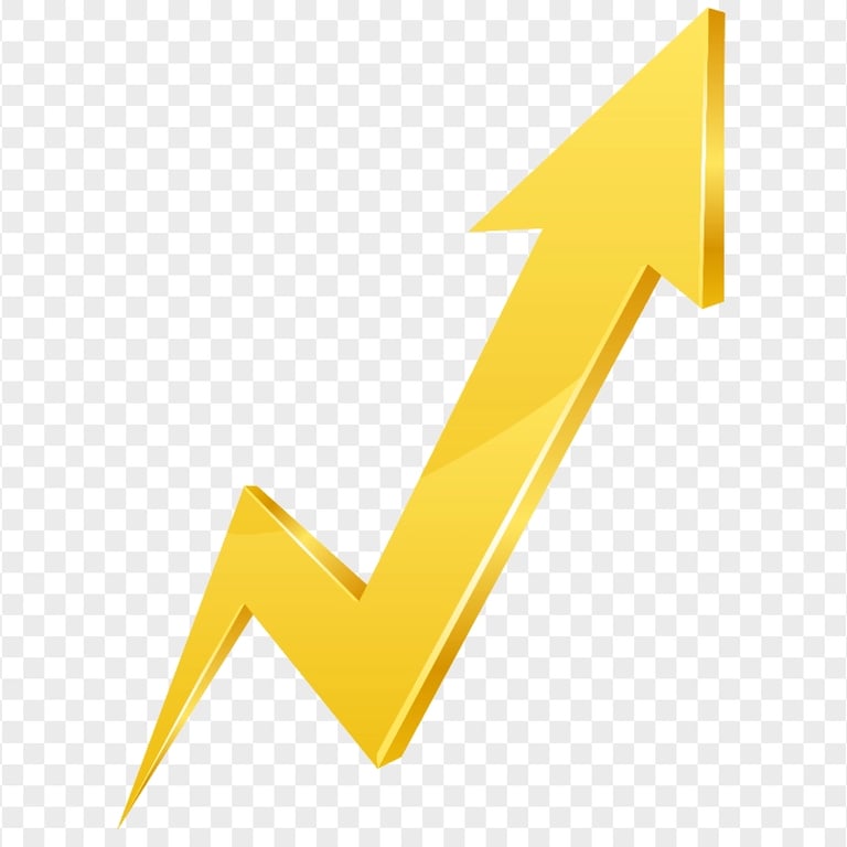 Yellow Zig Zag 3D Arrow Growth Market Upward