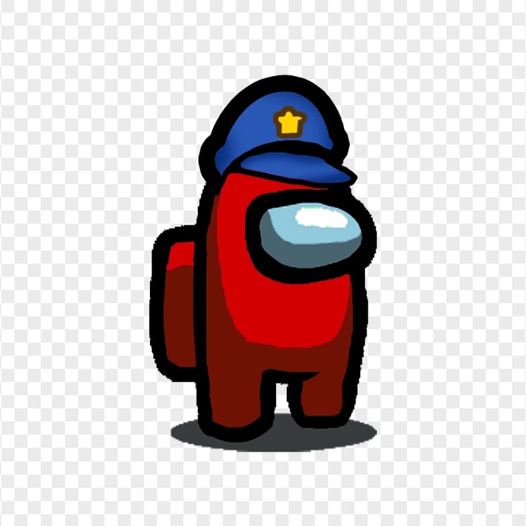 HD Red Among Us Crewmate Character With Police Hat PNG