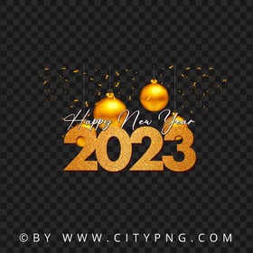 2023 Happy New Year Ornaments And Confetti PNG