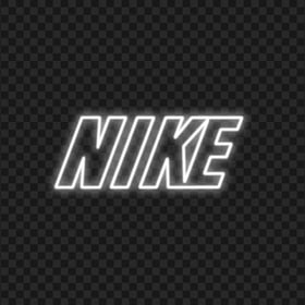 HD White Outline Neon Nike Text Logo PNG