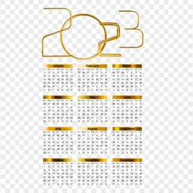 Calendar 2023 Gold Effect HD Transparent Background