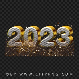 3D Gold 2023 With Glitter Effect