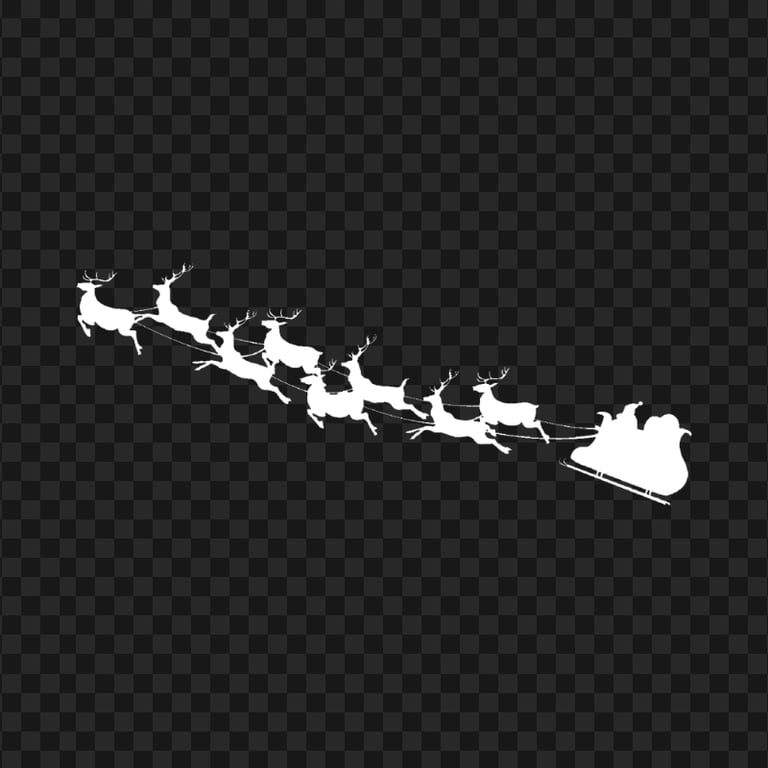 Santa Reindeer White Silhouette FREE PNG