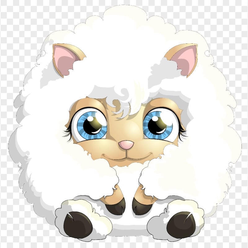 HD Sitting Cute Cartoon White Sheep PNG