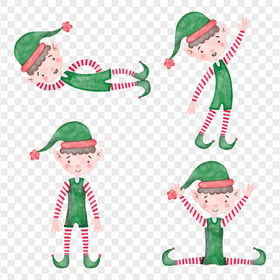 Elf Cartoon Character Watercolor Collection PNG