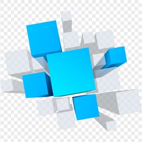 Blue & Grey 3D Cubes Abstract Design HD PNG