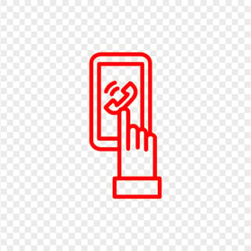 HD Red Outline Mobile With Hand Icon Transparent PNG