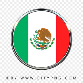 HD Mexico Round Metal Framed Flag Icon PNG