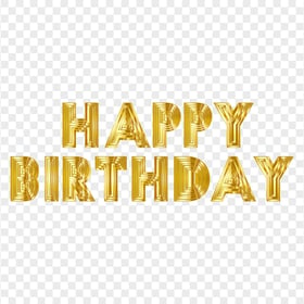 HD Yellow Golden Happy Birthday Text Words PNG