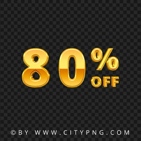 HD 80 Percent OFF Gold Sign Logo PNG